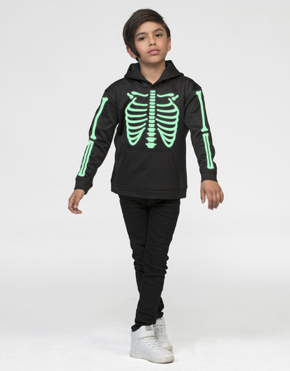 Family Skeleton Hoodies - Family Halloween Party Costume - Halloween Outfit - White Skeleton / Glow In The Dark Skeleton Hoodie